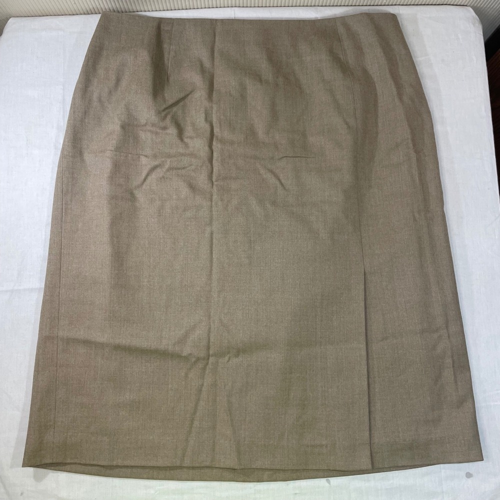 Talbots Woman Wool Blend Pencil Skirt 22W Taupe Brown Lined Professional Work